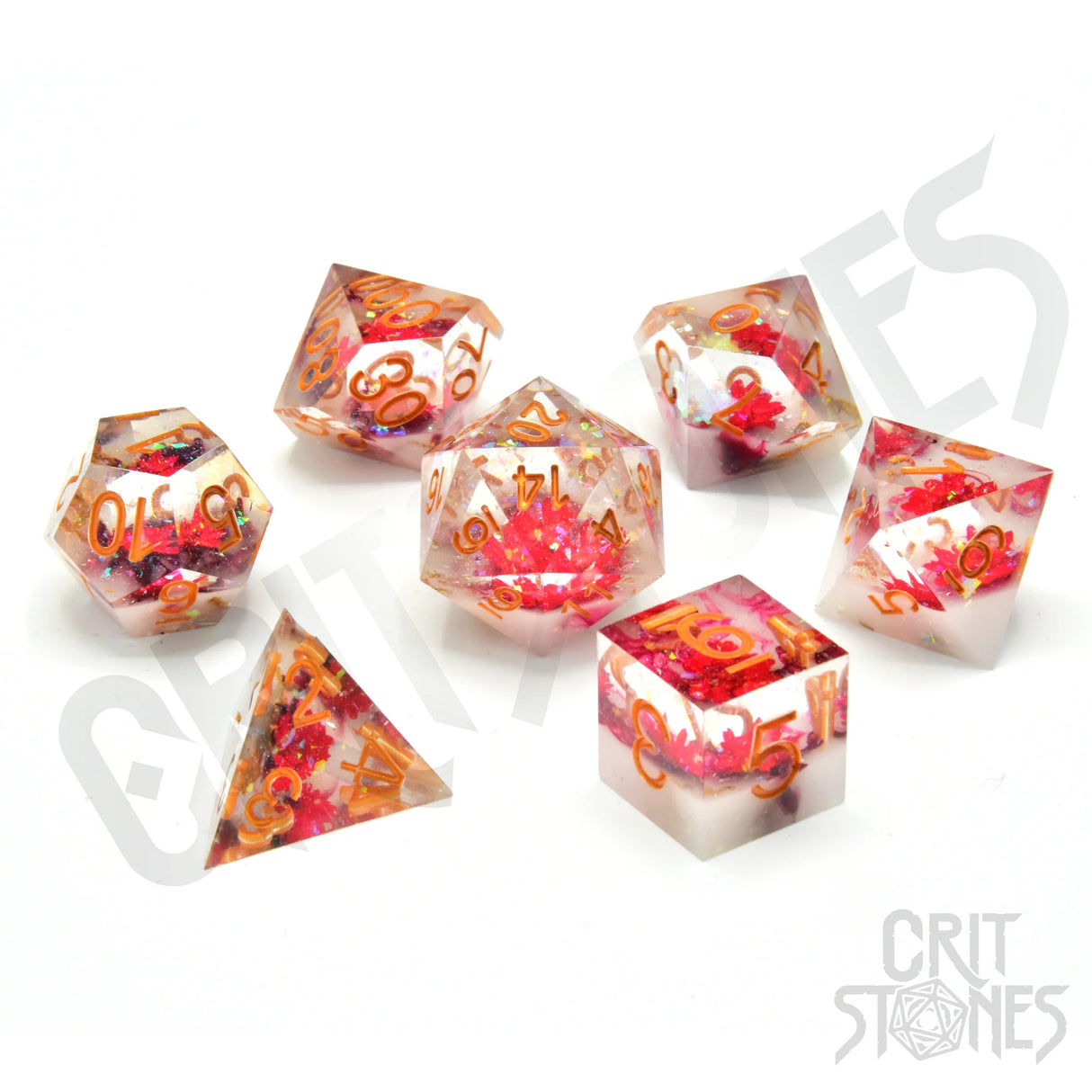 Rose Bloom Sharp Edge Resin RPG Dice Set