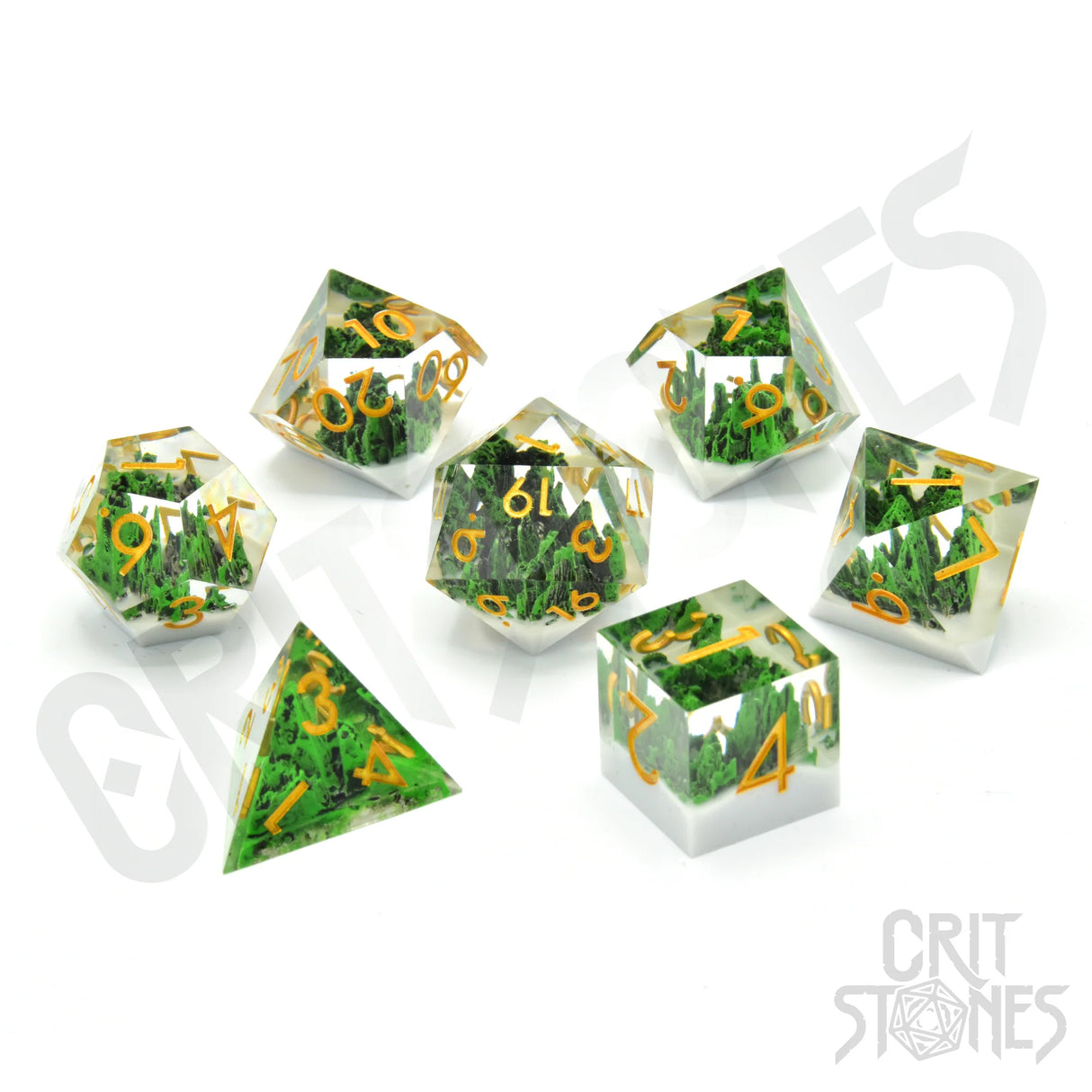 Verdant Valley Sharp Edge Resin RPG Dice Set