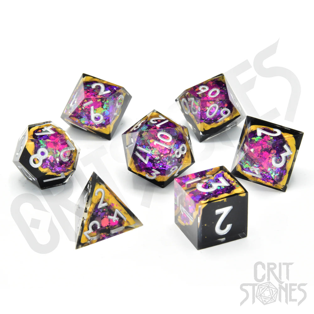 Violet Vein Geode RPG Dice Set