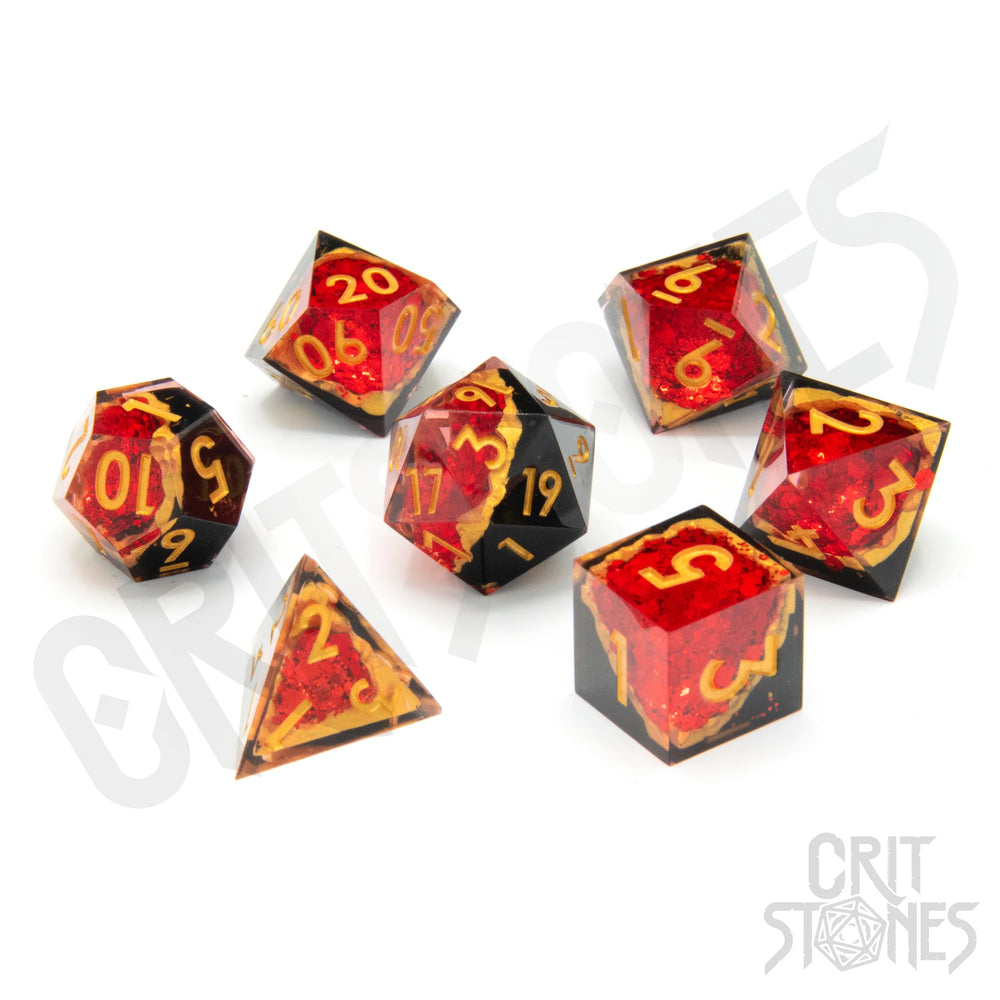 Gemcutter's Ruby Geode RPG Dice Set