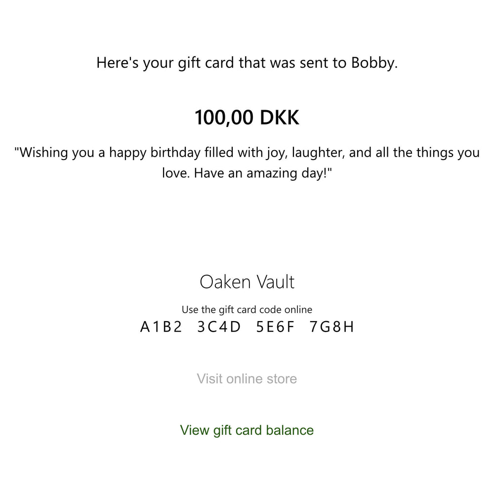 Oaken Vault Gift Card