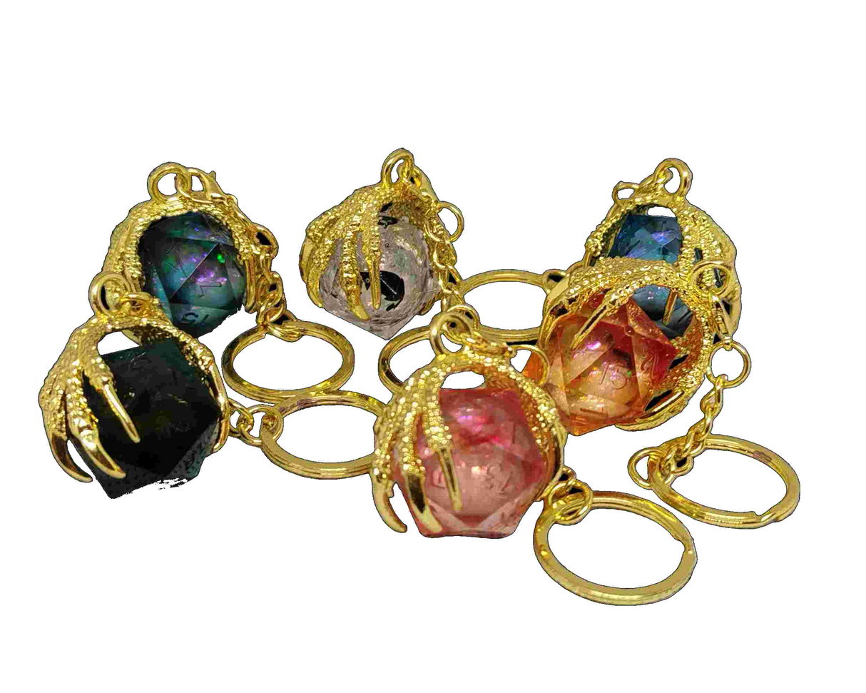 Dragon Claw D20 Dice Necklace & Keychain Set
