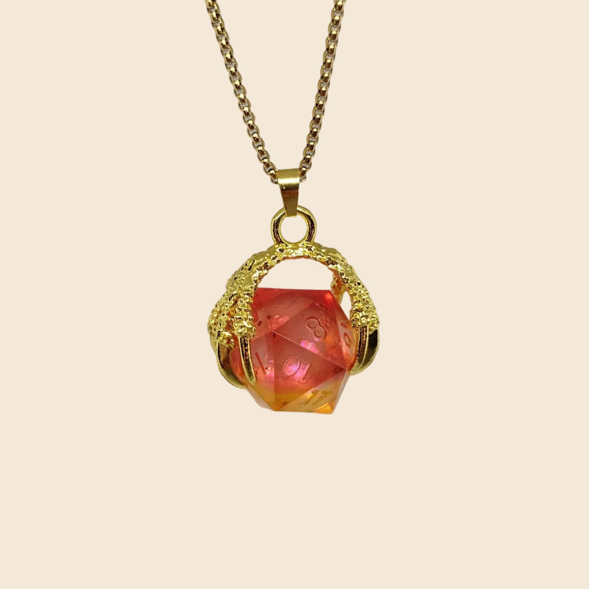 Dragon Claw D20 Dice Necklace & Keychain Set