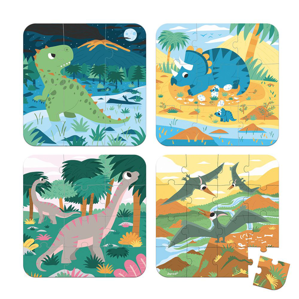 Evolutionary Dinosaur - 4 puzzles (4-16 Pieces)