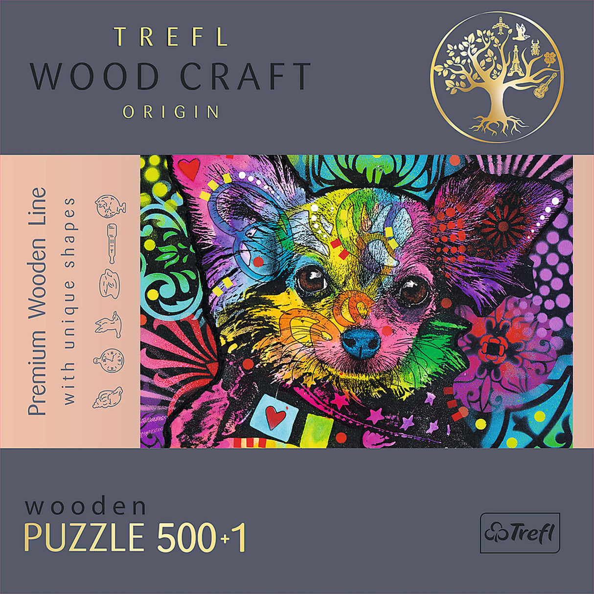 Colorful Puppy - Wood Craft Puslespil (500+1 brikker)