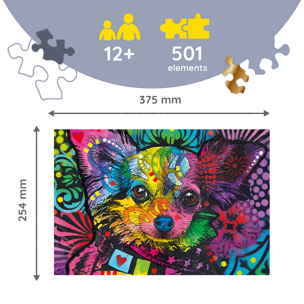 Colorful Puppy - Wood Craft Puslespil (500+1 brikker)