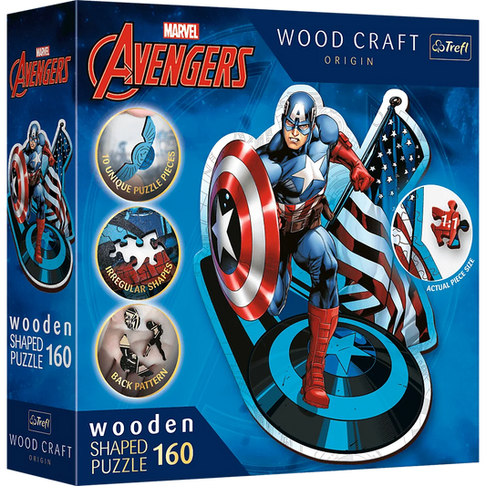 Avengers: Fearless Captain America - Wooden Shaped Puzzle