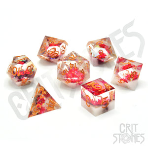 Rose Bloom Sharp Edge Resin RPG Dice Set