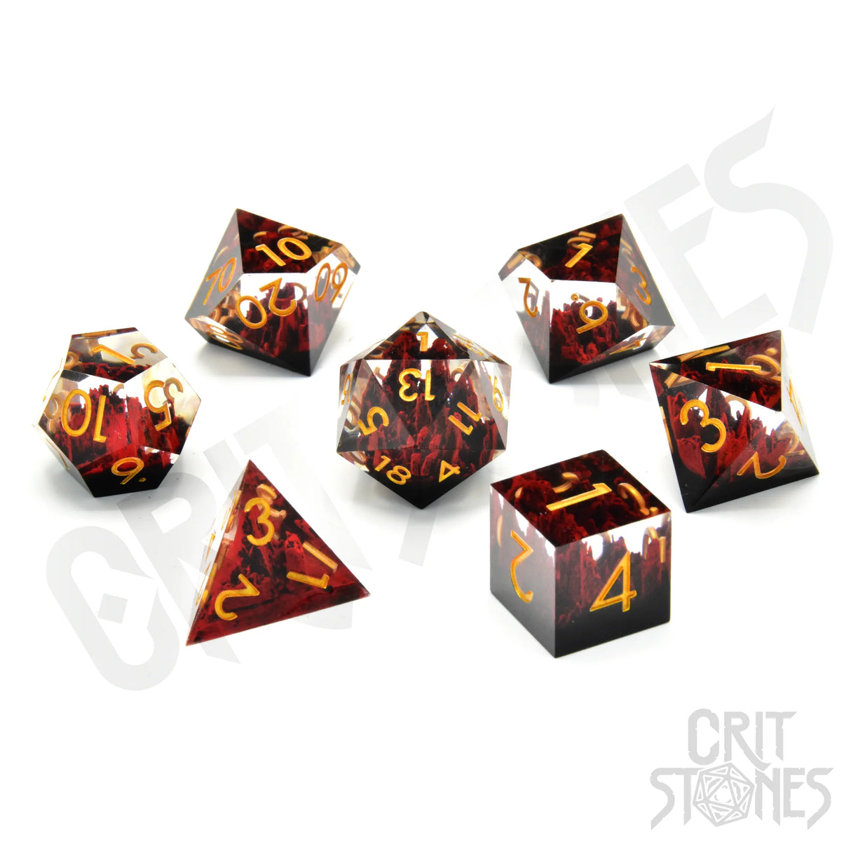 Lava Peaks Sharp Edge Resin RPG Dice Set