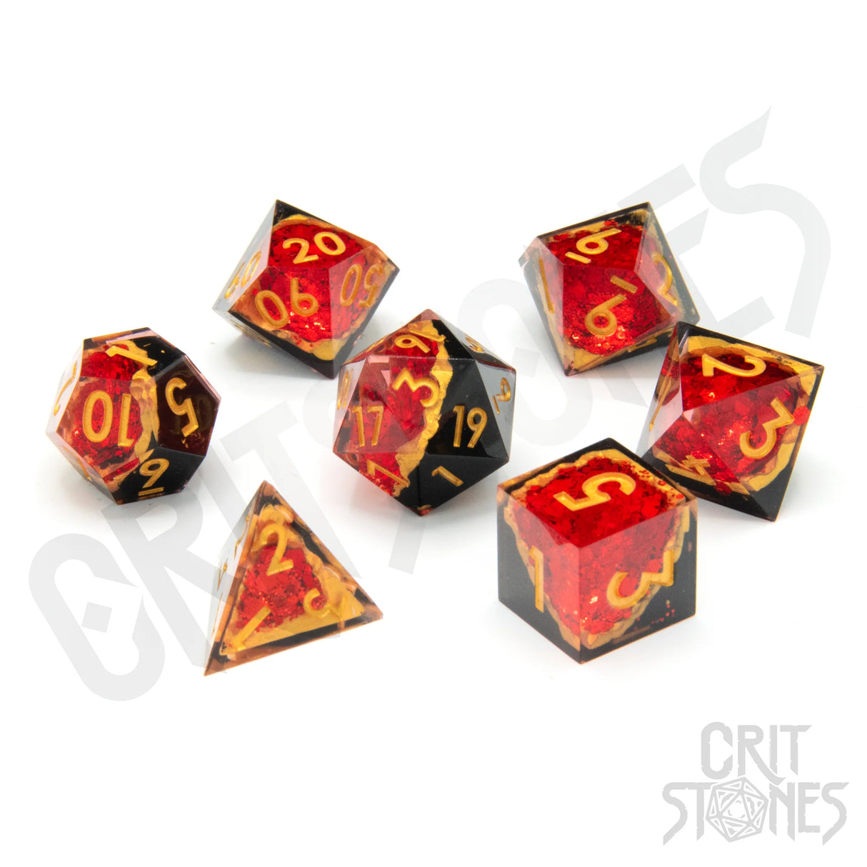 Gemcutter's Ruby Geode RPG Dice Set
