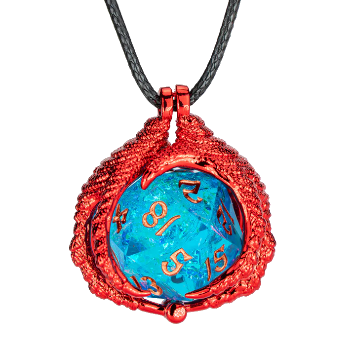 Red Dragon's Claw Necklace with D20 Dice
