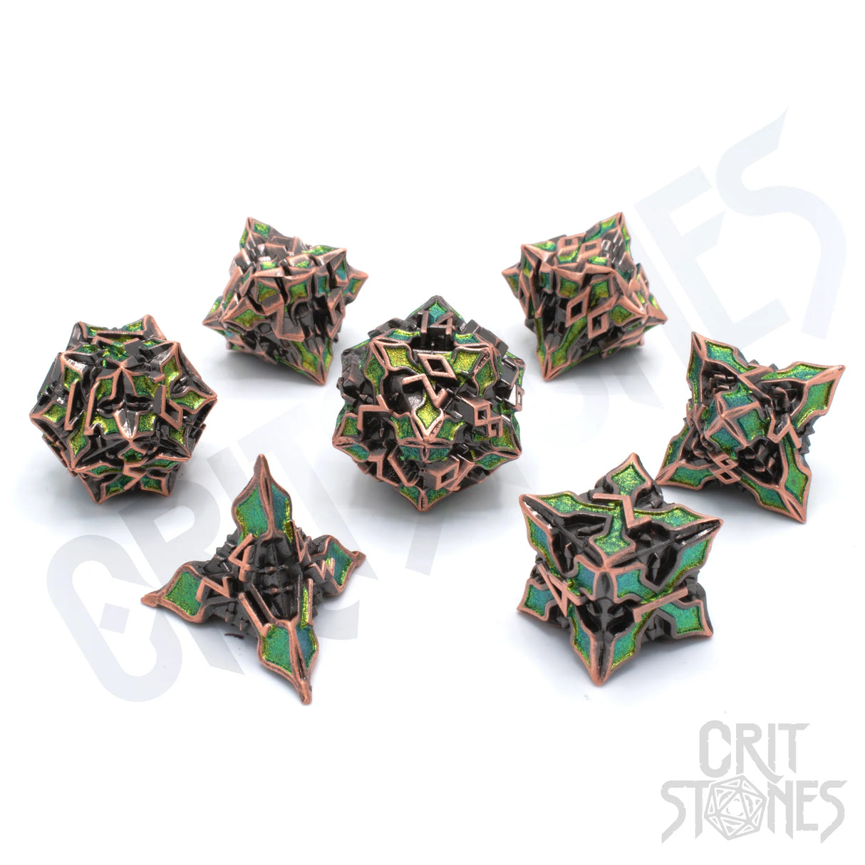 Elfan Woods Metal RPG Dice Set