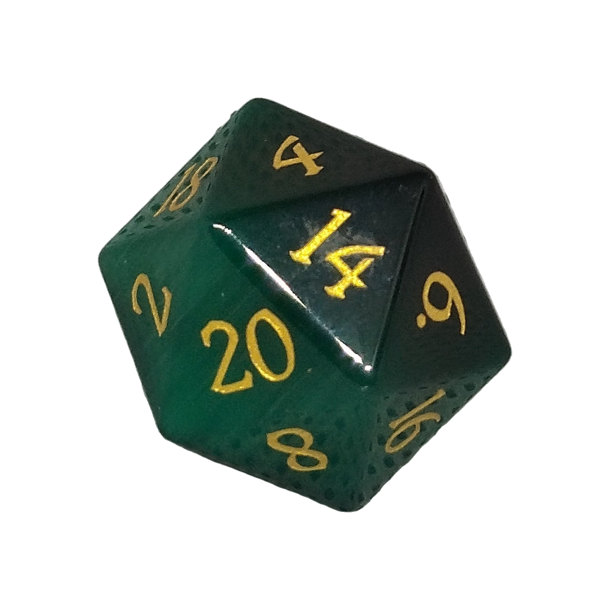 D20 Glass Dice 22mm - Green Cat's Eye