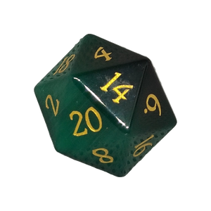 D20 Glass Dice 22mm - Green Cat's Eye