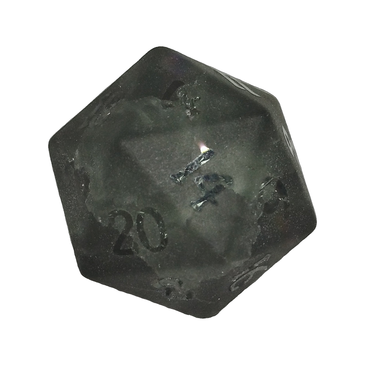 D20 Frosted Glass Dice 22mm - Black Fissure