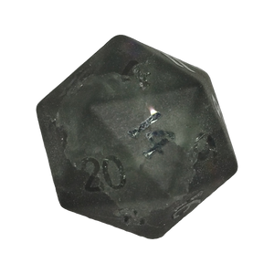 D20 Frosted Glass Dice 22mm - Black Fissure