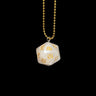 D20 polyhedral die white pendant with gold numbers