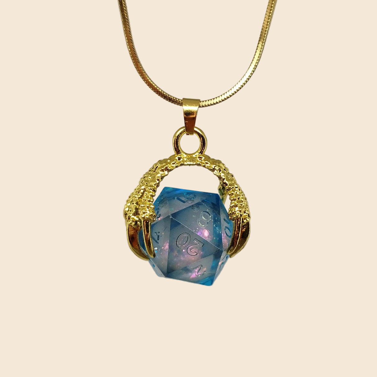 Dragon Claw D20 Dice Necklace & Keychain Set