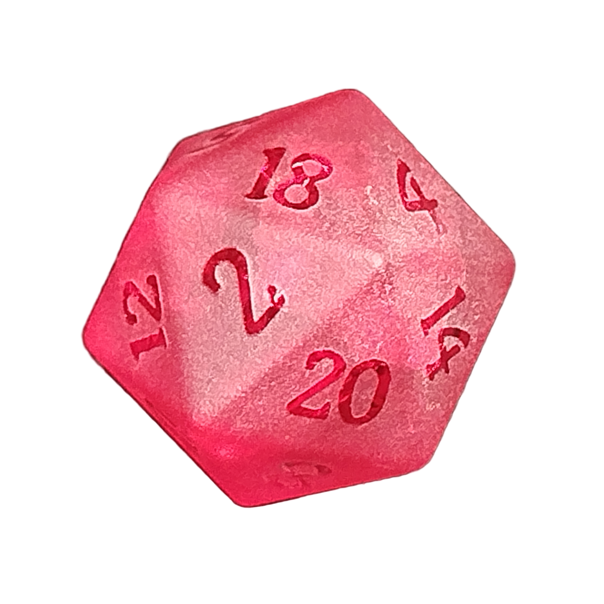 D20 Frosted Glass Dice 22mm - Red Fissure
