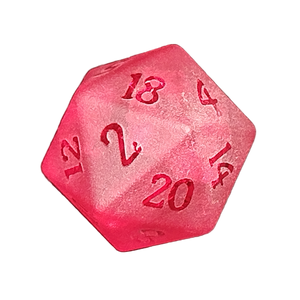 D20 Frosted Glass Dice 22mm - Red Fissure