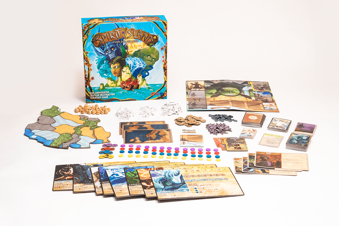 Spirit Island pieces and box