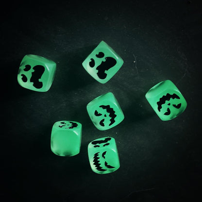 Don't go in there Don't go in there Kickstarter edition dice glowing in the dark